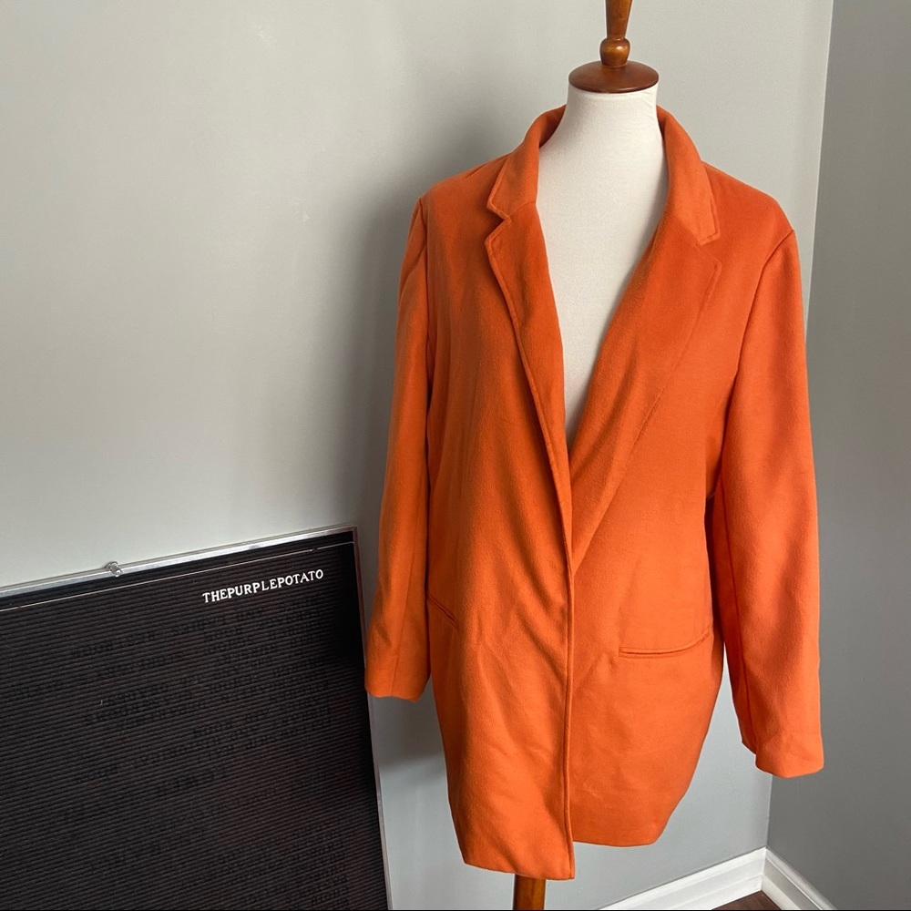 Chico’s Orange Open Front Collared Jacket Size 3 - image 1